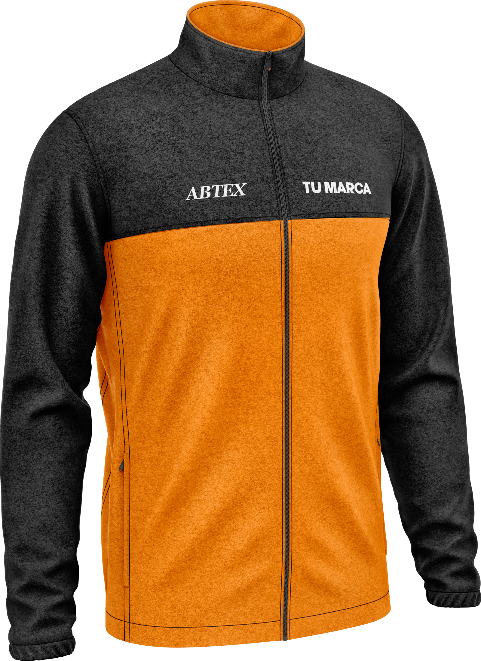 abtex - mockup - campera cc - costado - naranajaynegro